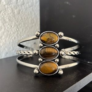 Earthy three tier bracelet. Cuff style fitting